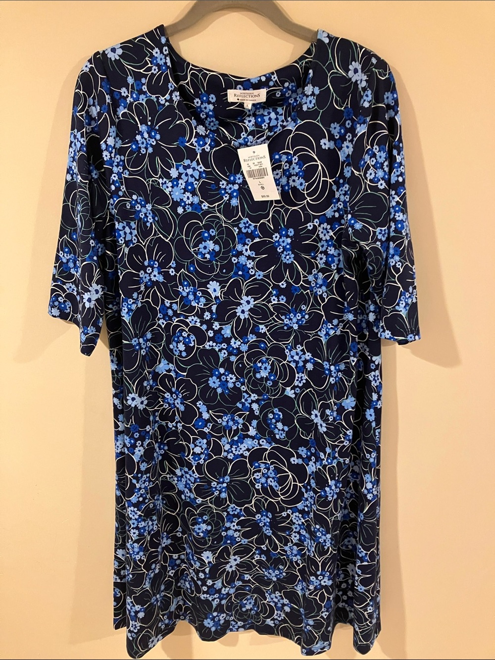 Northern Reflections Navy and Blue Floral Midi Dress